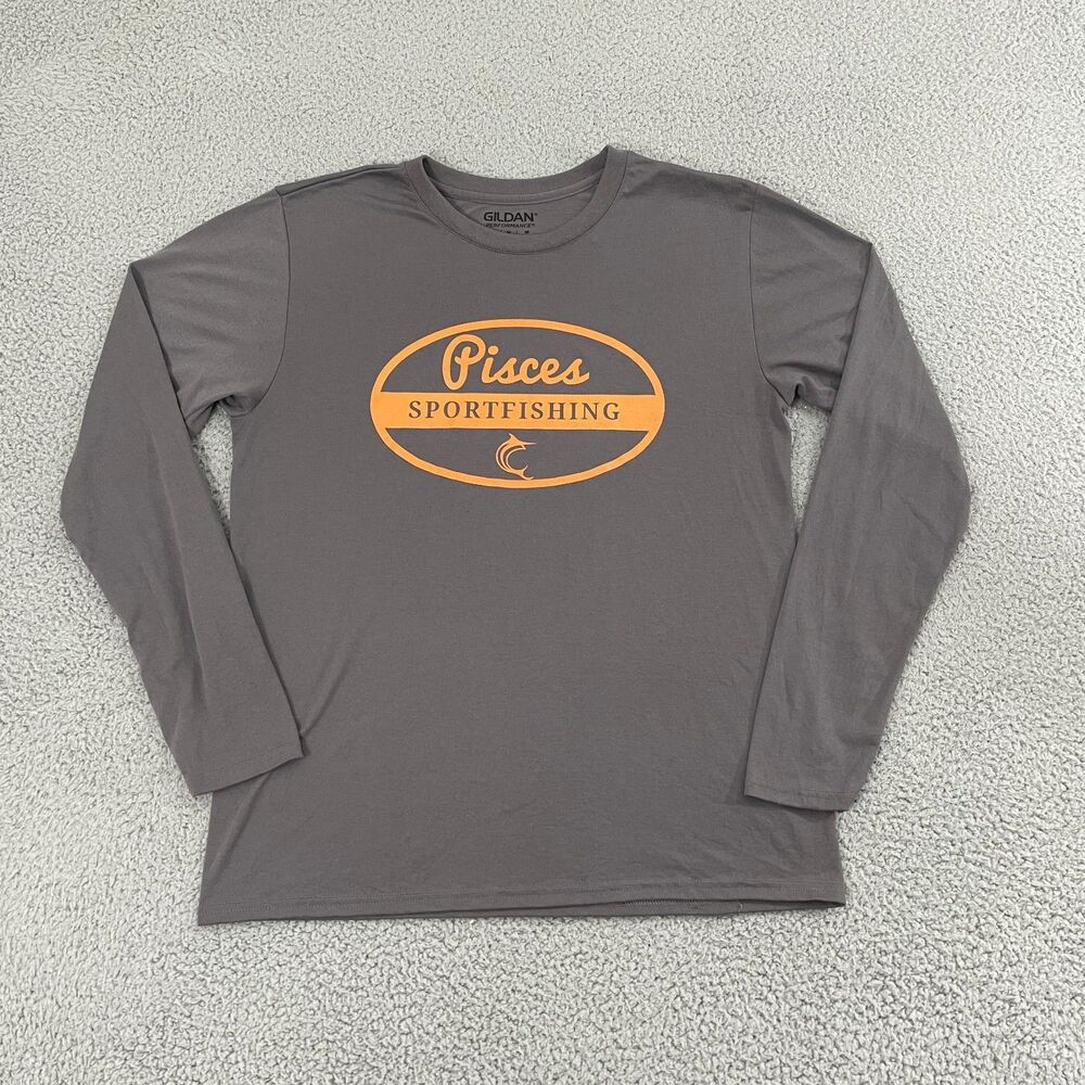 Pisces Sportfishing Shirt Men M‎ Gray Cabo Long Sleeve Performance